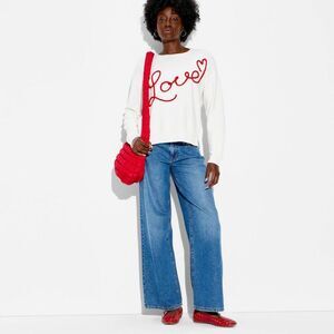 Open Box - 33 Degrees - Women's Love Graphic Pullover Sweater - White S White